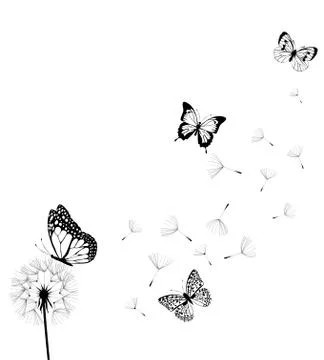 Vector dandelion with butterflies Stock Illustration