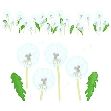 Vector dandelion flowers set Stock Illustration