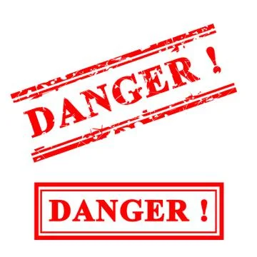Vector Danger, 2 Style Grunge Red Rubber Stamp, isolated on white Stock Illustration