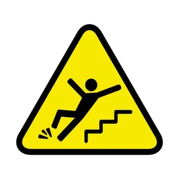 Vector danger sign of a person falling down the stairs Stock Illustration