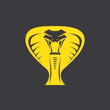 Vector dangerous cobra snake head with hood logo design template. danger king 库存插图