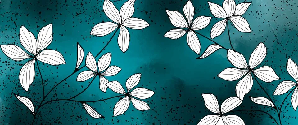 Vector dark blue illustration with white flowers Stock Illustration