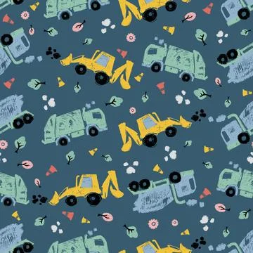 Vector dark blue pen skech doodle cute tilted cement trucks transport vehicle Stock Illustration