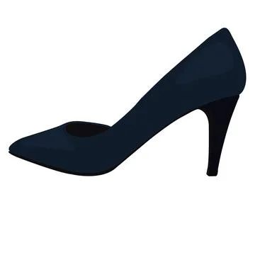 Vector Dark Blue Shoes, Back View. Illustration of Women's High Heel Shoes. Stock Illustration