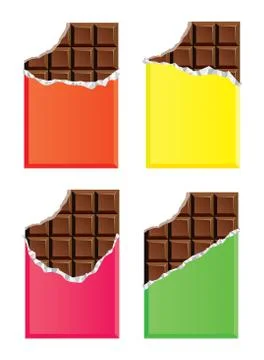 Vector dark chocolate bars with a bite Stock Illustration