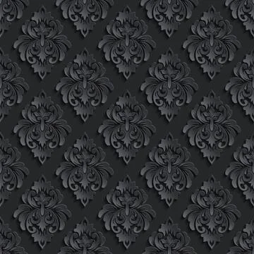 Vector dark damask seamless pattern background. Elegant luxury texture for wa Stock Illustration
