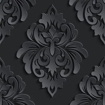 Vector dark damask seamless pattern element. Elegant luxury texture for wallp Stock Illustration