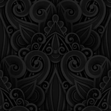 Vector Dark Seamless Pattern with Floral Ornament Illustrazione stock
