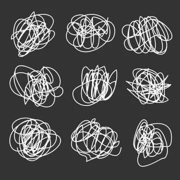 Vector dark set of hand drawn scribble line shapes Stock Illustration