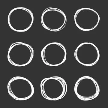 Vector dark set of hand drawn scribble circles Stock Illustration