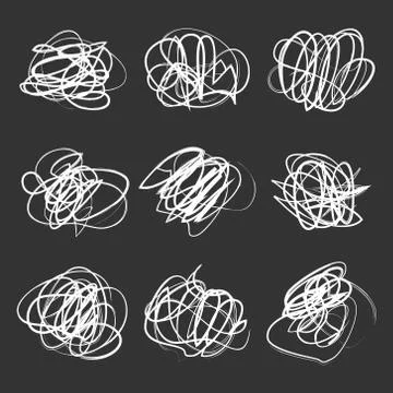 Vector dark set hand drawn scribble shapes Stock Illustration