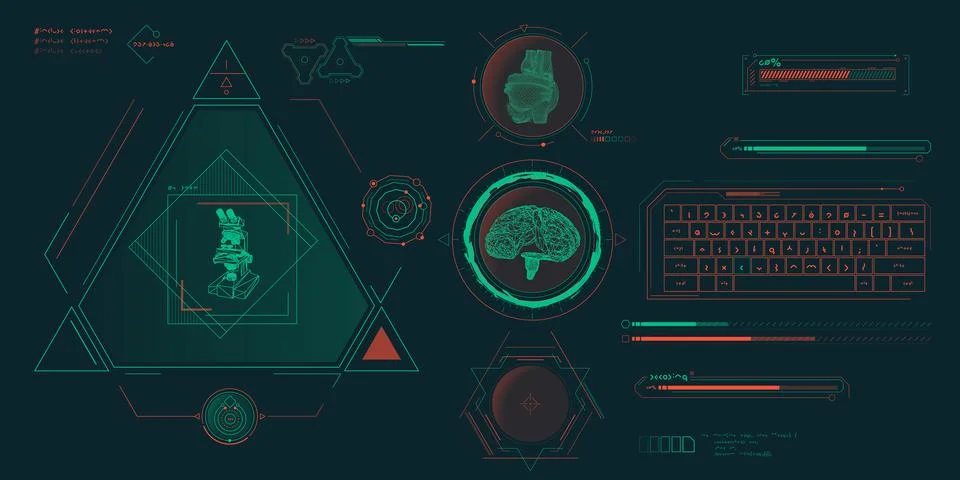 Vector data elements for sci-fi interface infographics. Stock Illustration