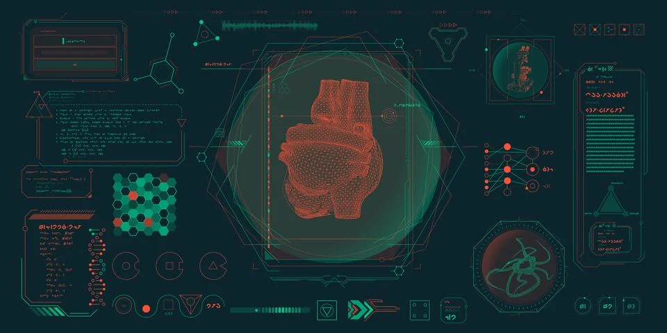 Vector data elements for sci-fi interface infographics. 스톡 일러스트