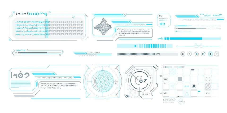 Vector data elements for sci-fi interface infographics. Stock Illustration