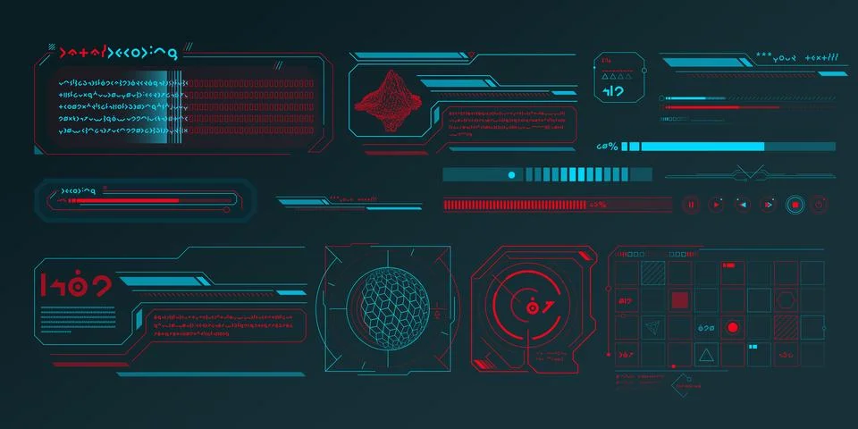 Vector data elements for sci-fi interface infographics. Stock Illustration