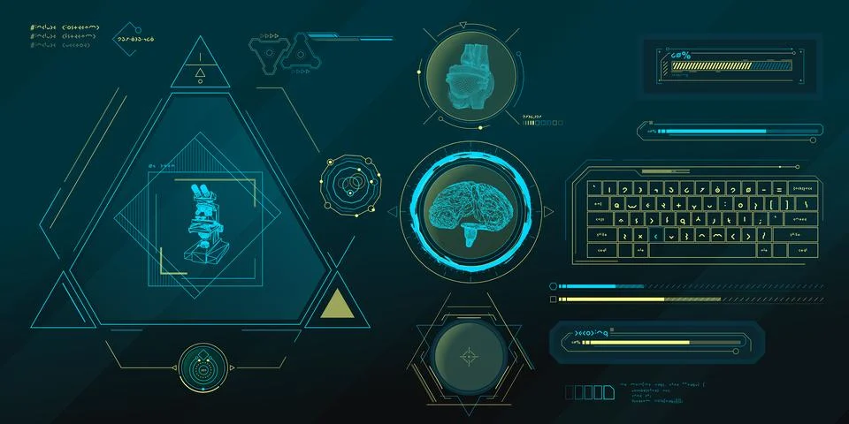 Vector data elements for sci-fi interface infographics. Stock Illustration