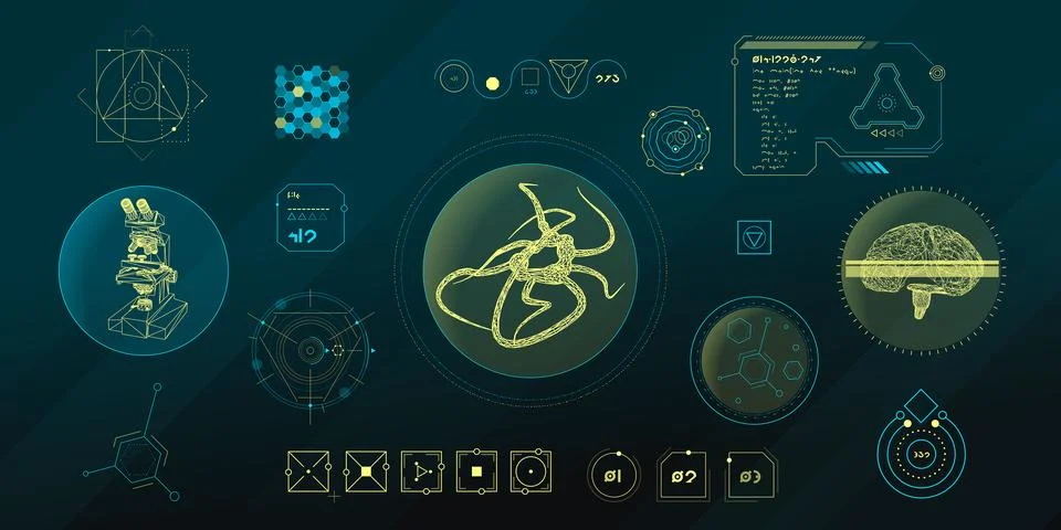 Vector data elements for sci-fi interface infographics. Illustrazione stock