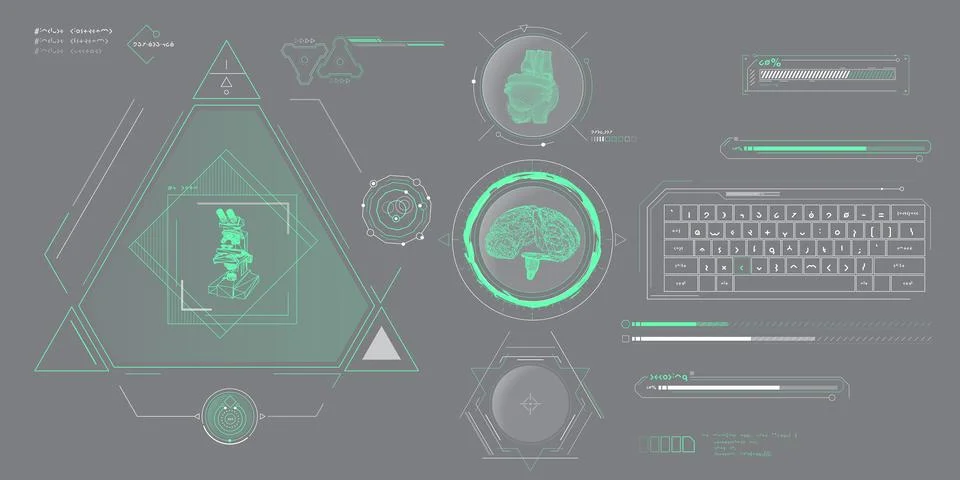 Vector data elements for sci-fi interface infographics. 库存插图