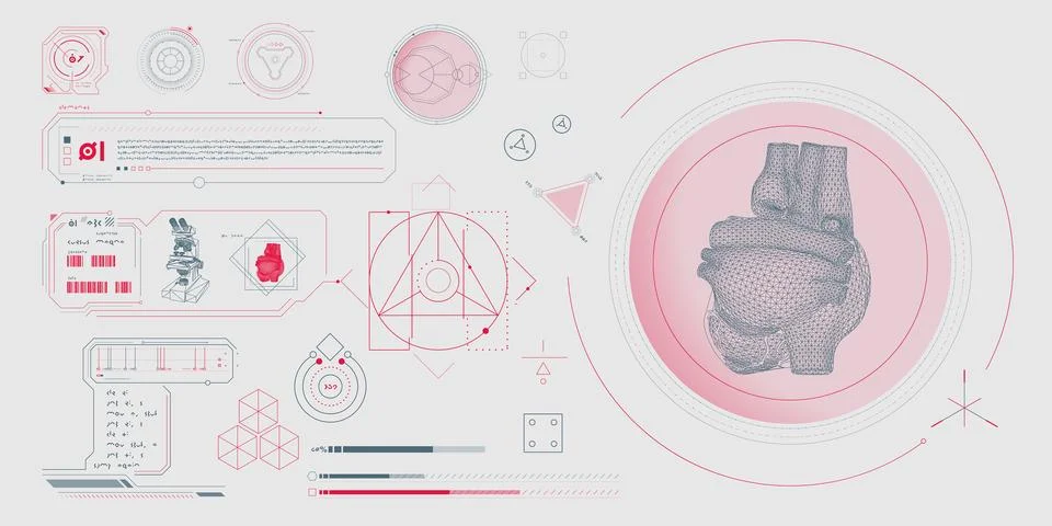 Vector data elements for sci-fi interface infographics. Illustrazione stock