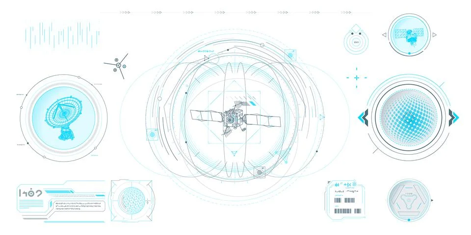 Vector data elements for sci-fi interface infographics. Stock Illustration