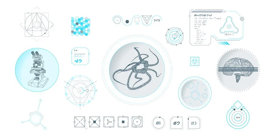 Vector data elements for sci-fi interface infographics. Illustrazione stock