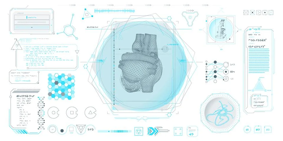 Vector data elements for sci-fi interface infographics. Illustrazione stock