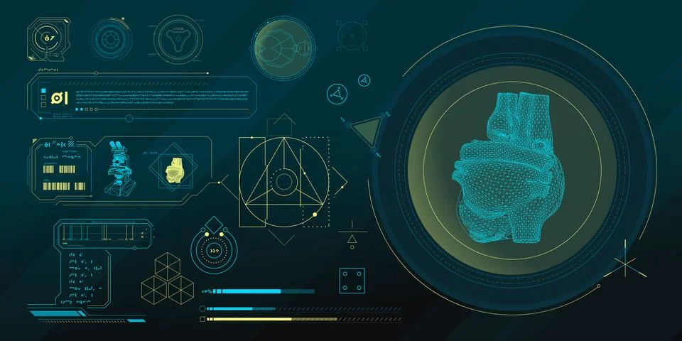 Vector data elements for sci-fi interface infographics. Stock Illustration
