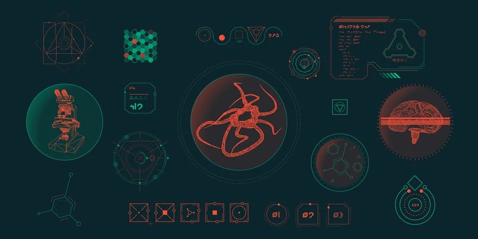 Vector data elements for sci-fi interface infographics. Stock Illustration