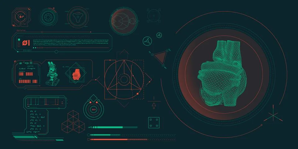 Vector data elements for sci-fi interface infographics. Stock Illustration