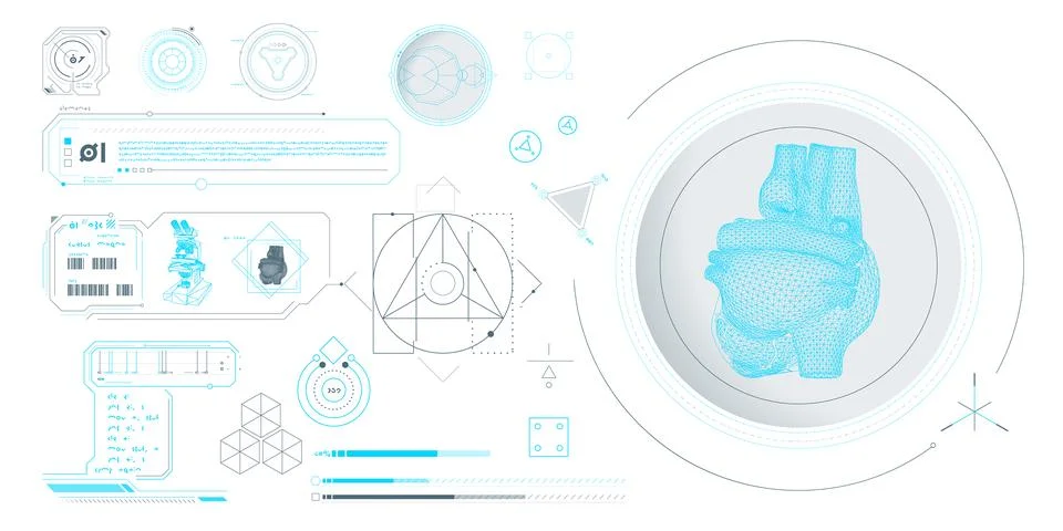 Vector data elements for sci-fi interface infographics. Stock Illustration