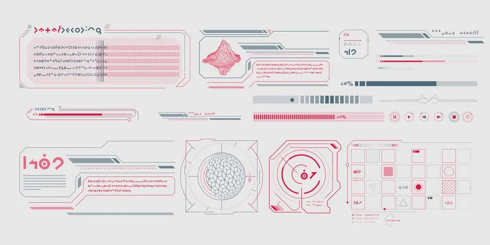 Vector data elements for sci-fi interface infographics. イラスト素材