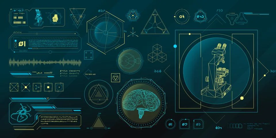 Vector data elements for sci-fi interface infographics. Illustrazione stock
