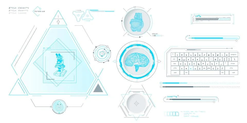 Vector data elements for sci-fi interface infographics. イラスト素材