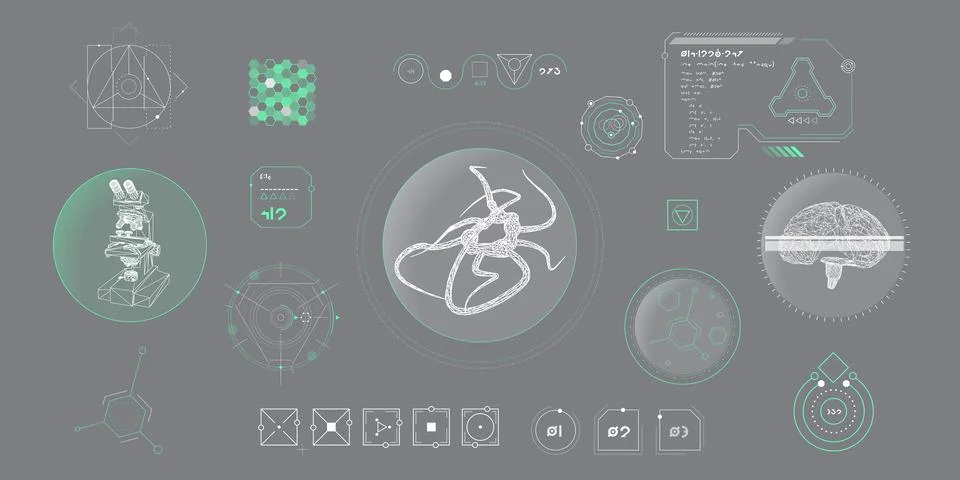 Vector data elements for sci-fi interface infographics. Stock Illustration