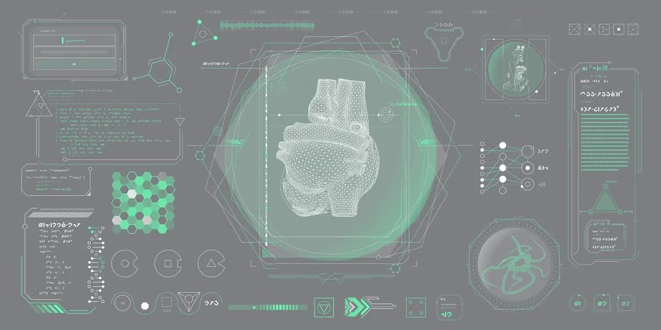 Vector data elements for sci-fi interface infographics. Stock Illustration