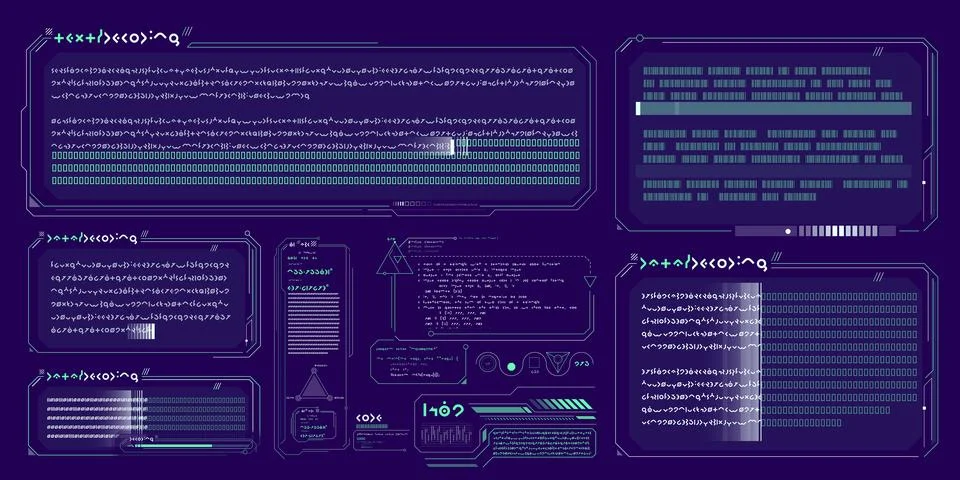 Vector data elements for sci-fi interface infographics. Illustrazione stock