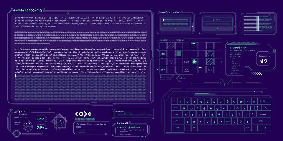 Vector data elements for sci-fi interface infographics. Stock Illustration