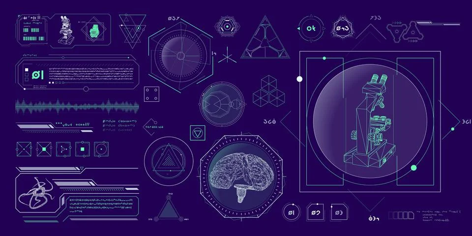 Vector data elements for sci-fi interface infographics. Stock Illustration