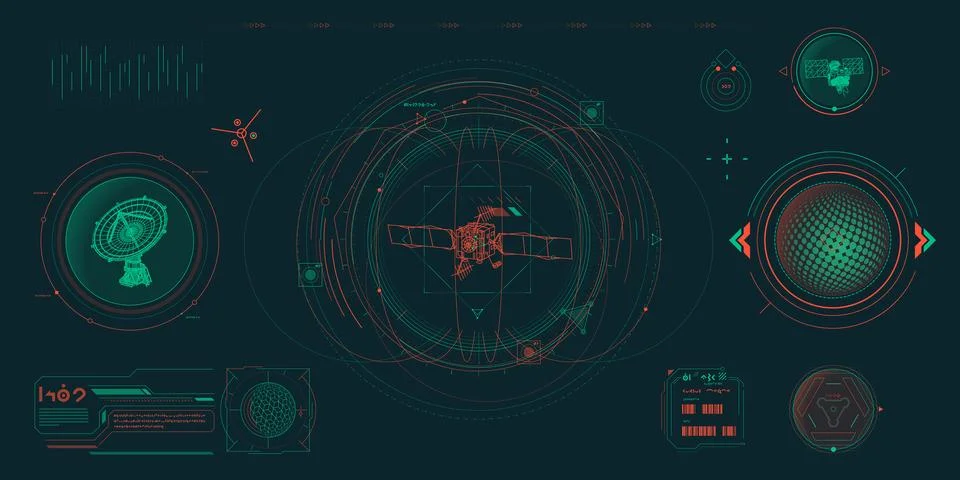 Vector data elements for sci-fi interface infographics. Stockillustratie