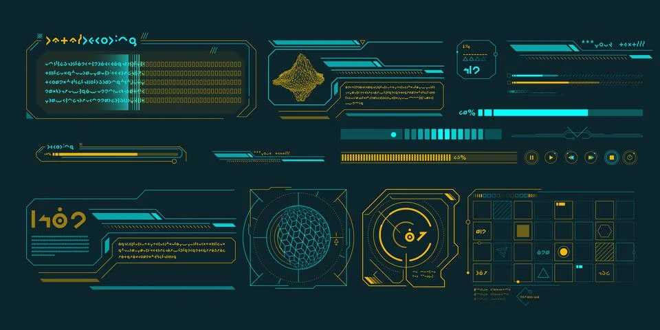 Vector data elements for sci-fi interface infographics. Stock Illustration