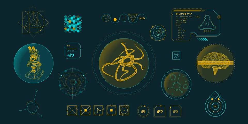 Vector data elements for sci-fi interface infographics. Stock Illustration