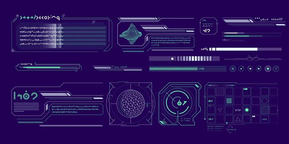 Vector data elements for sci-fi interface infographics. Stockillustratie