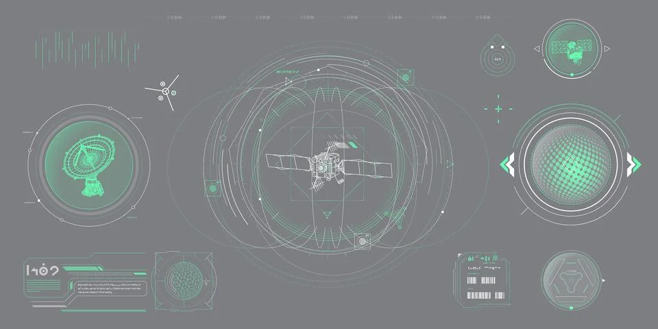 Vector data elements for sci-fi interface infographics. Illustrazione stock