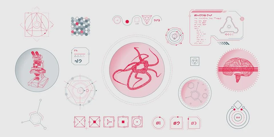 Vector data elements for sci-fi interface infographics. Stock Illustration