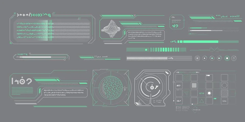 Vector data elements for sci-fi interface infographics. Illustrazione stock