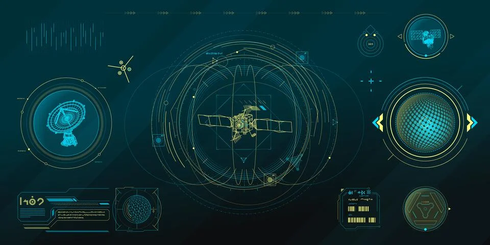 Vector data elements for sci-fi interface infographics. Stock Illustration