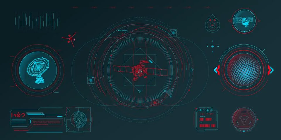 Vector data elements for sci-fi interface infographics. Stock Illustration