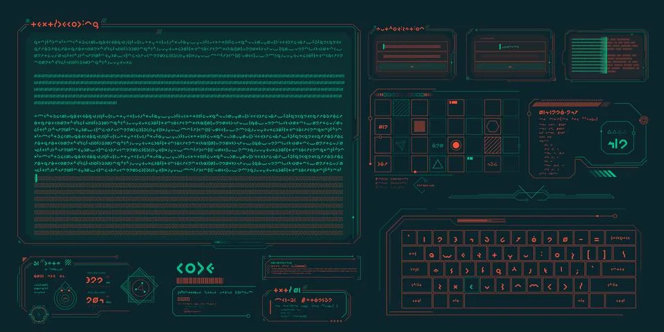 Vector data elements for sci-fi interface infographics. Stock Illustration