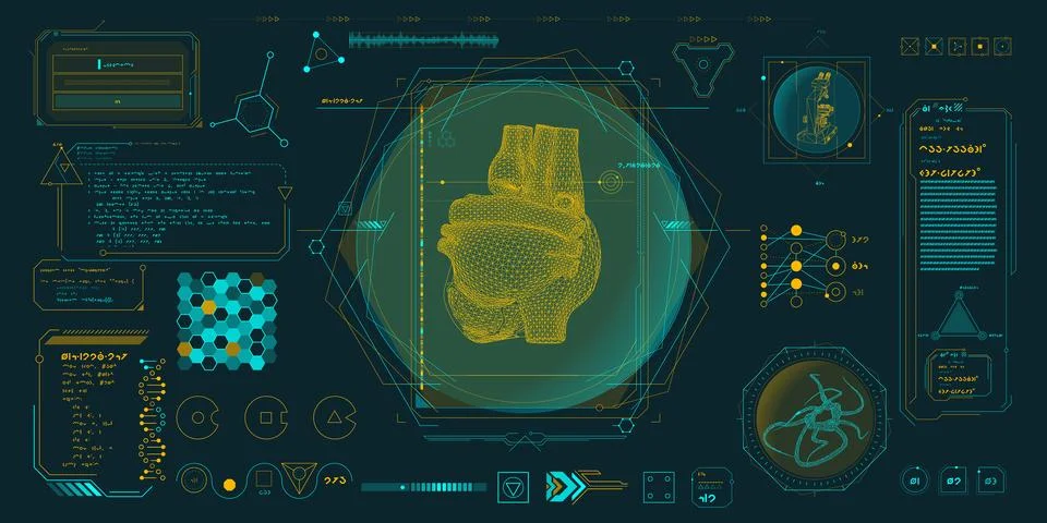 Vector data elements for sci-fi interface infographics. Illustrazione stock