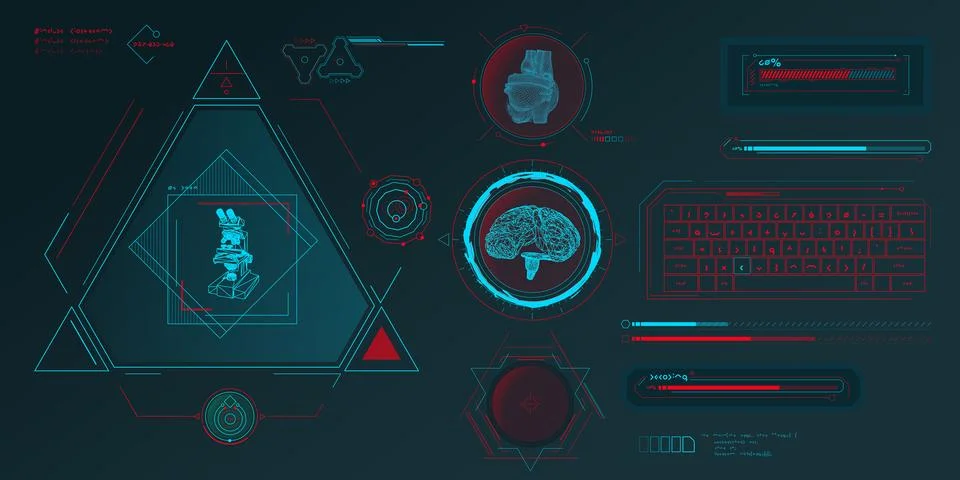 Vector data elements for sci-fi interface infographics. Stock Illustration